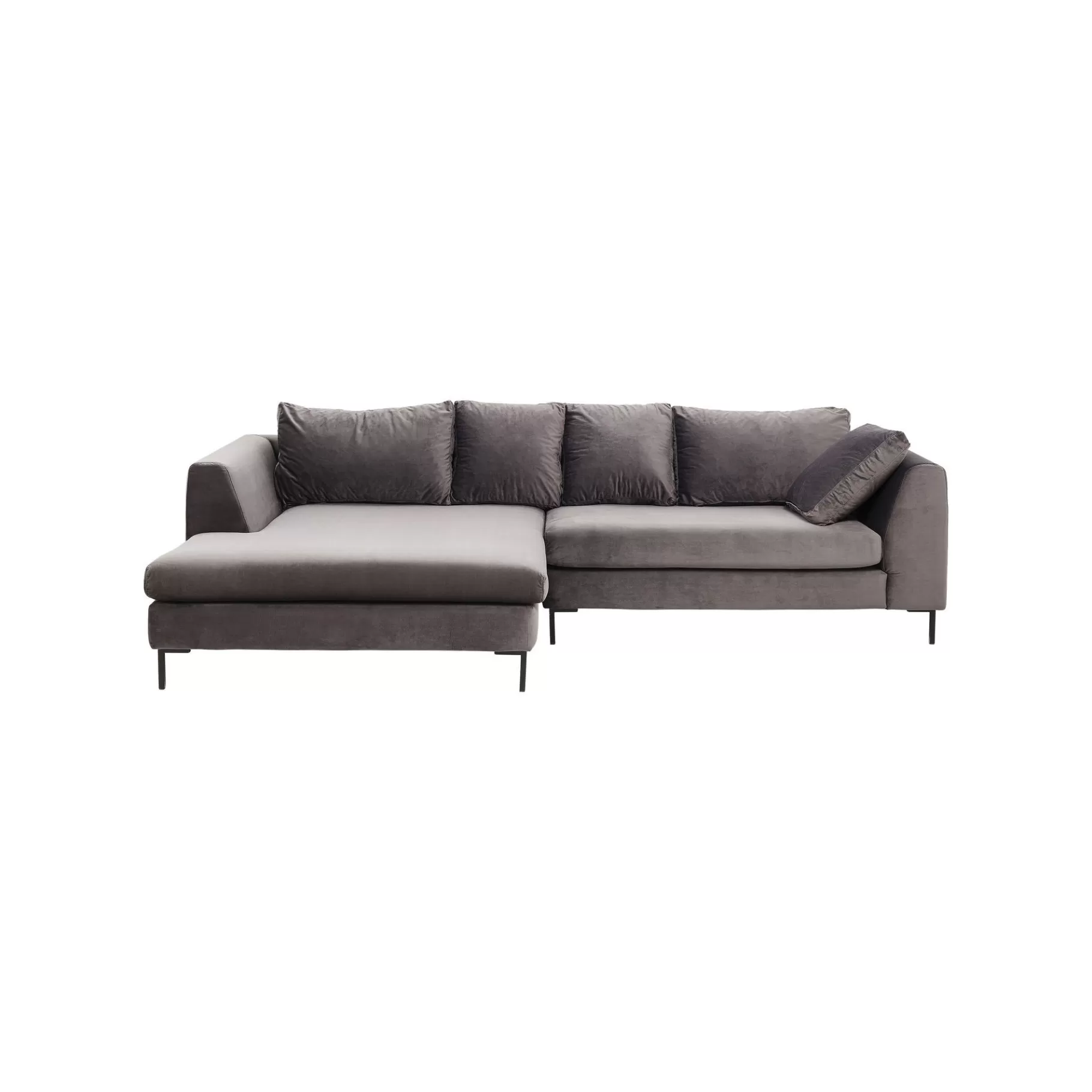 Store Canapé D'angle Gianna 290cm Gauche Velours Gris Canapé & Banquette