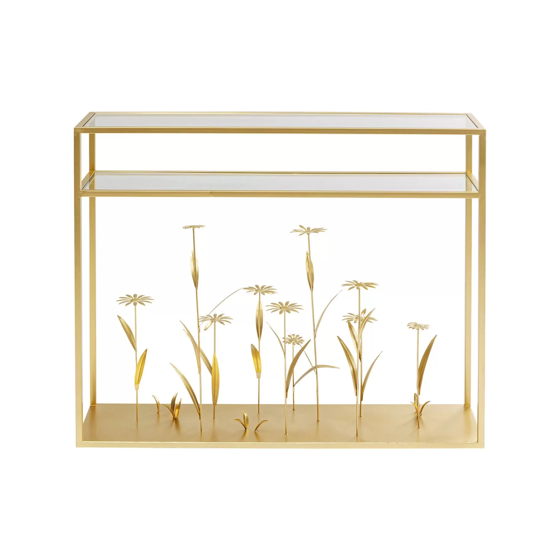 Fashion Console Fleurs 3D Dorées 100x25cm Console