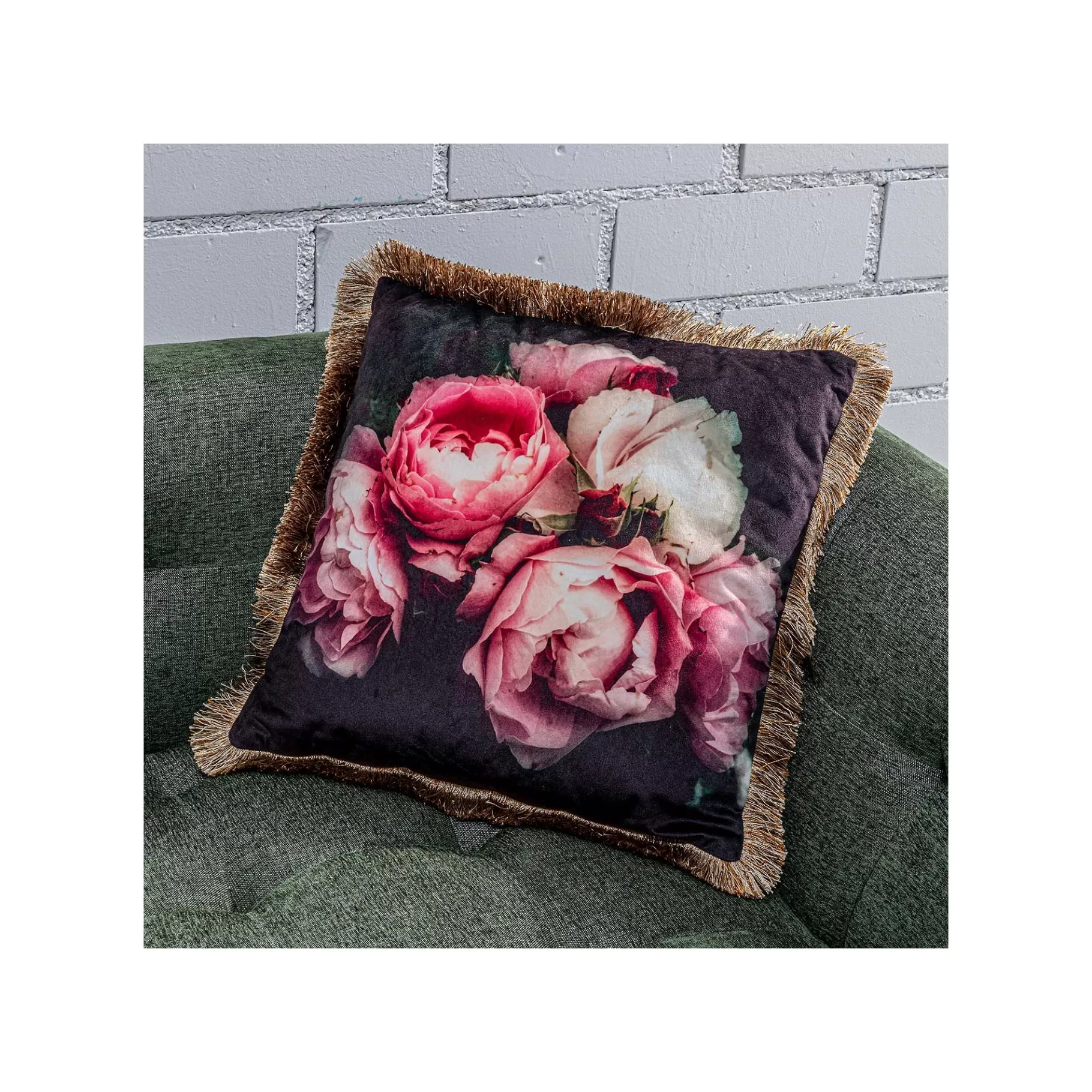 Shop Coussin à Franges Pivoines Coussin & Plaid