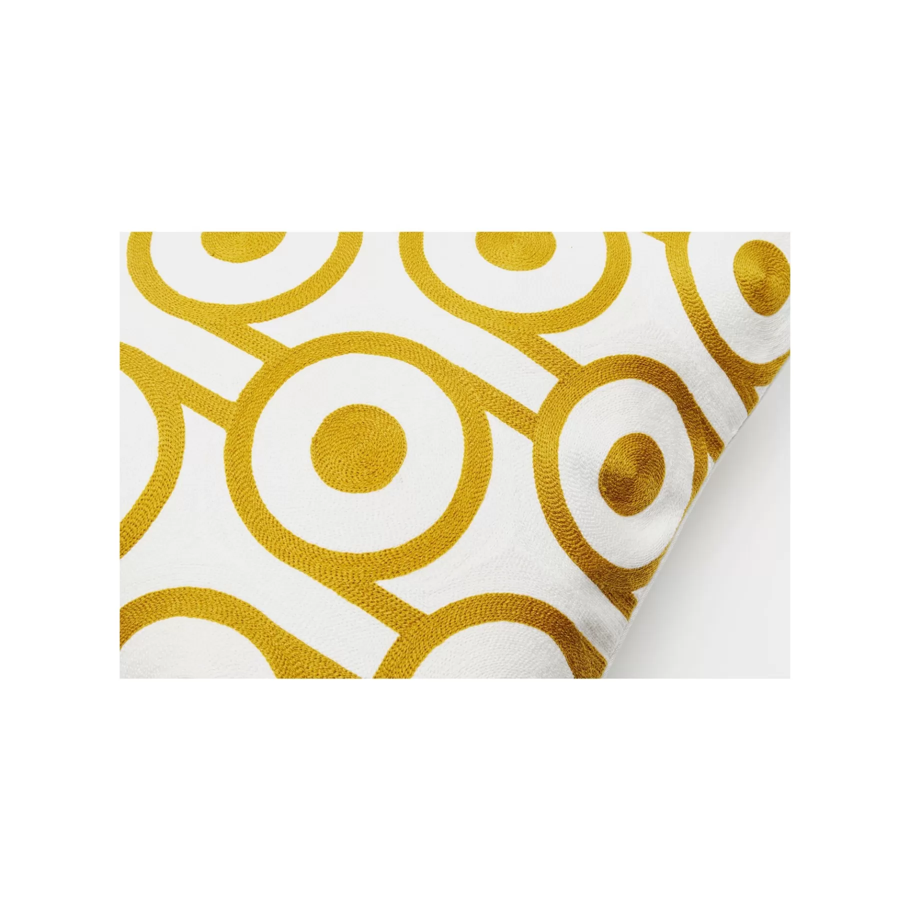 Hot Coussin Catena Circle Jaune Et Blanc Coussin & Plaid