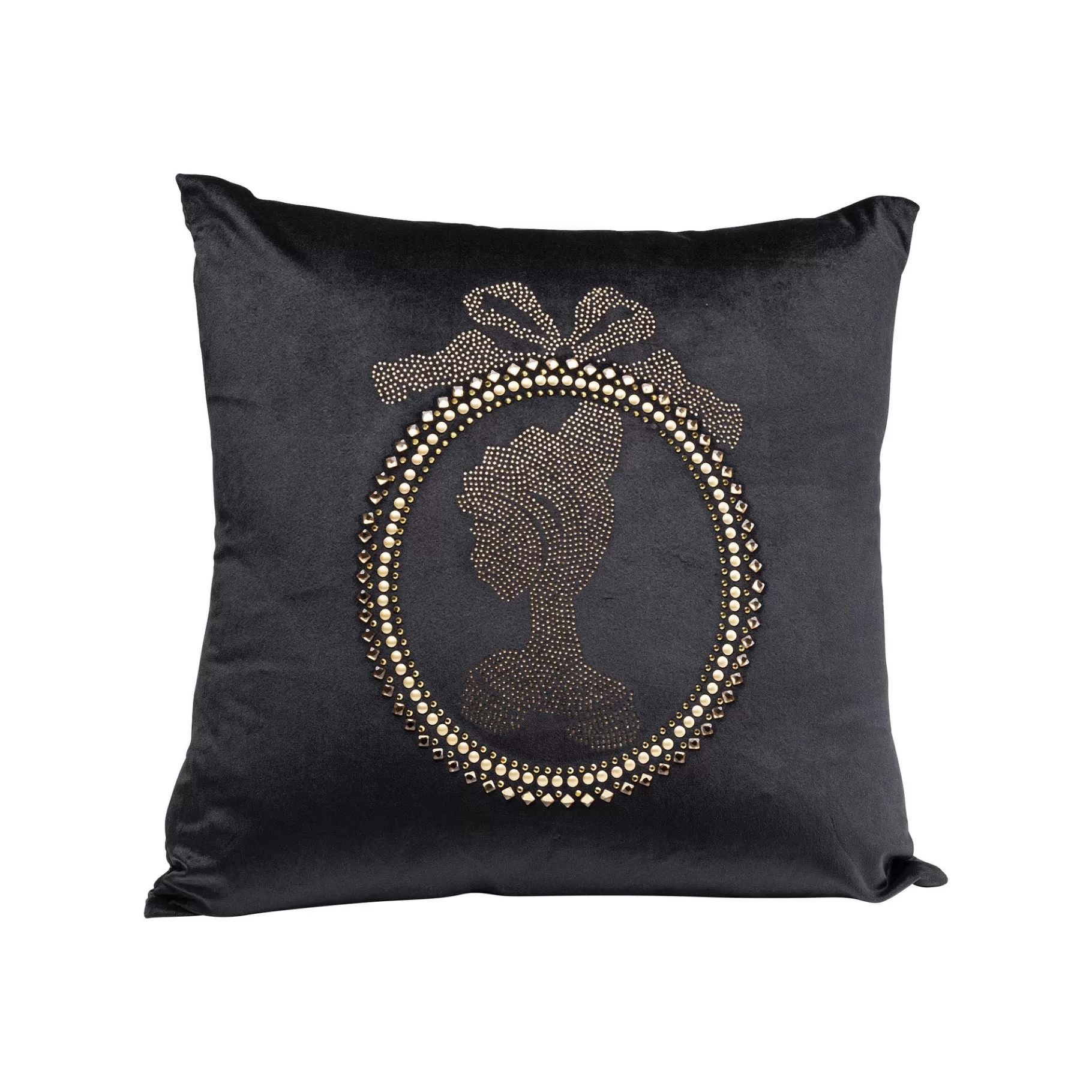 Hot Coussin Noir Médaillon Strass Coussin & Plaid