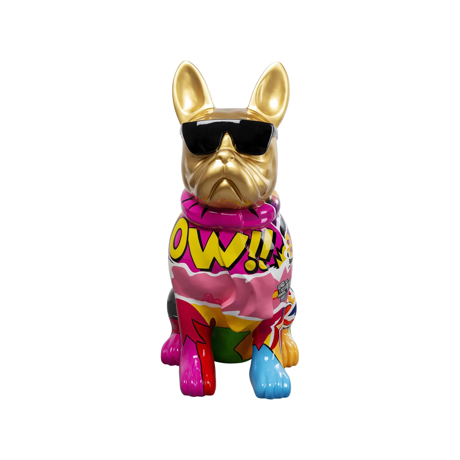 Hot Déco Bouledogue Doré Graffiti Lunettes 20cm Déco