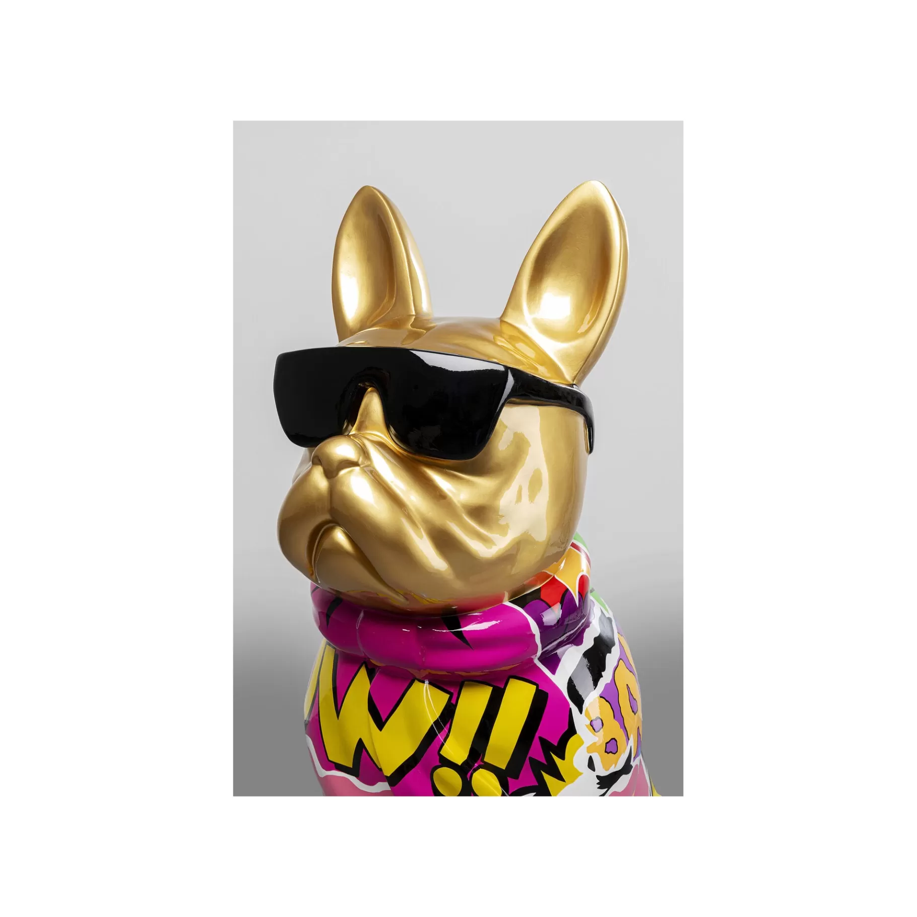 Sale Déco Bouledogue Doré Graffiti Lunettes 49cm Déco