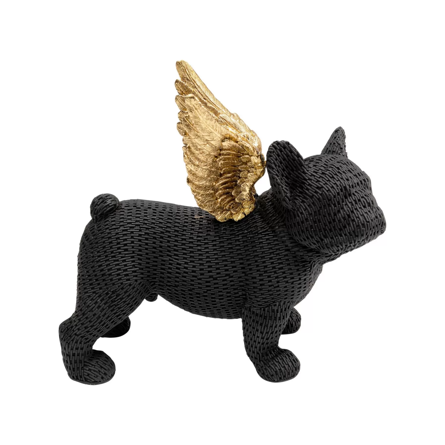 Online Déco Bouledogue Noir Texturé Ailes Dorées Déco