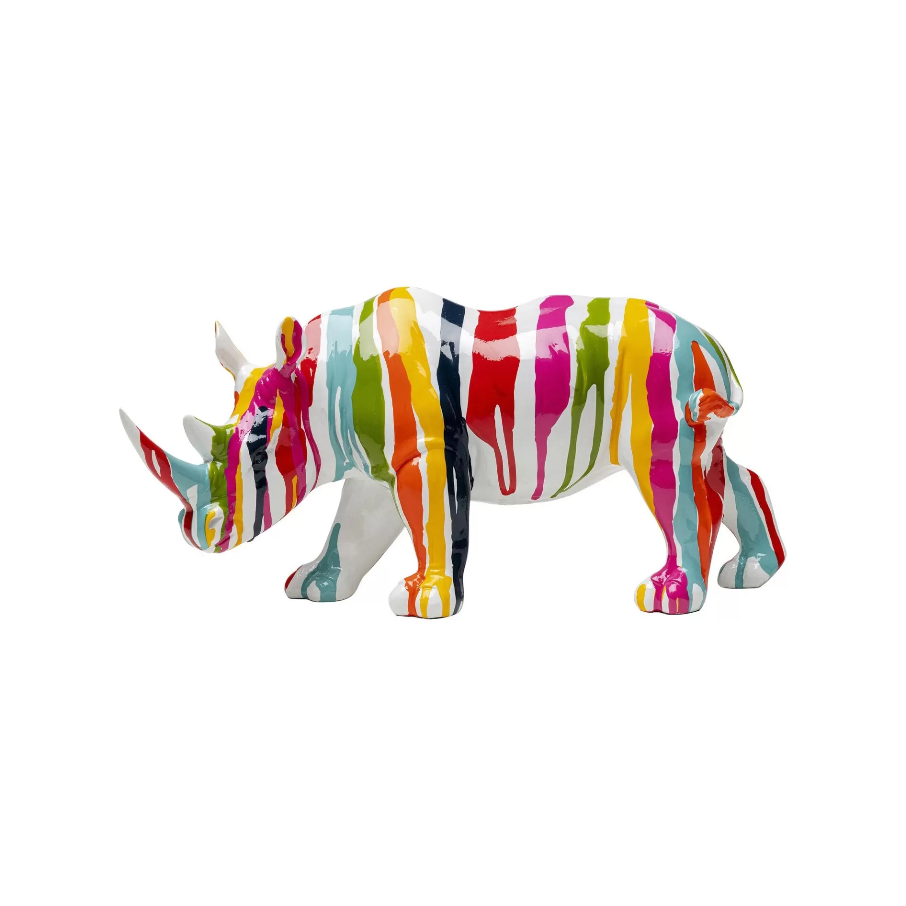 Fashion Déco Rhino Blanc Coulées De Peinture 34cm Déco