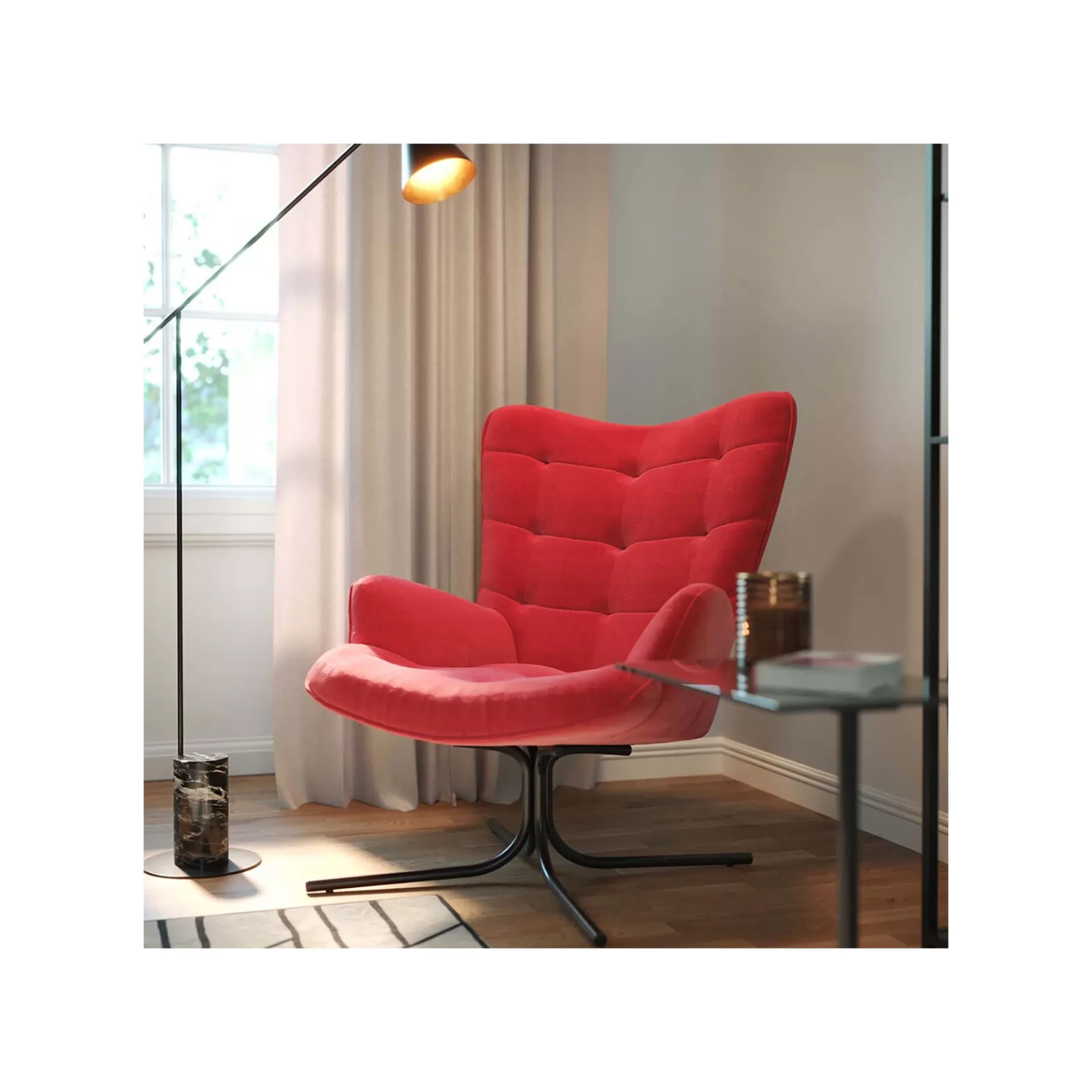 Flash Sale Fauteuil Pivotant Oscar Velours Rouge Fauteuil | Chaise De Bureau