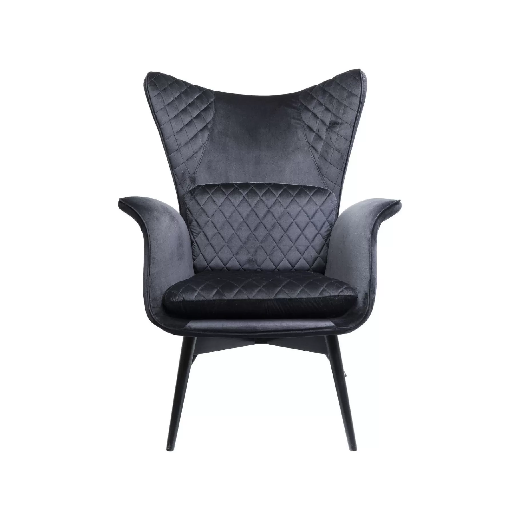 Discount Fauteuil Tudor Velours Noir Fauteuil