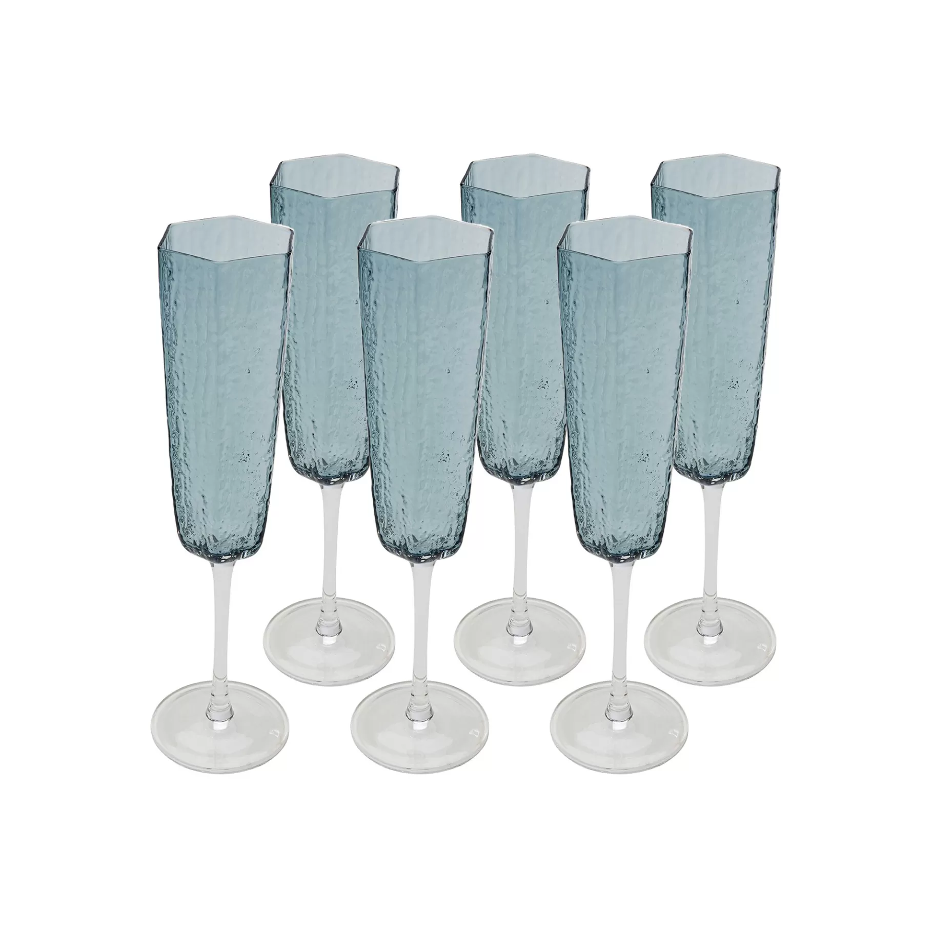 Sale Flûtes à Champagne Cascata Bleues Set De 6 Vaisselle