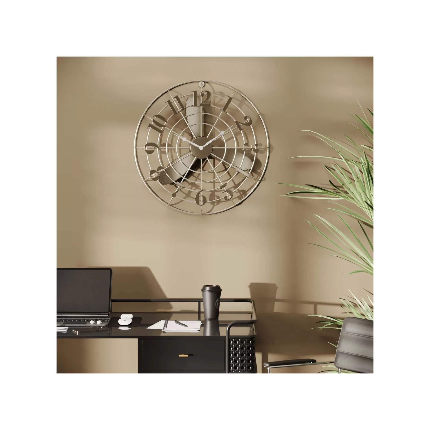 Hot Horloge Murale Ventilateur 61cm Horloge