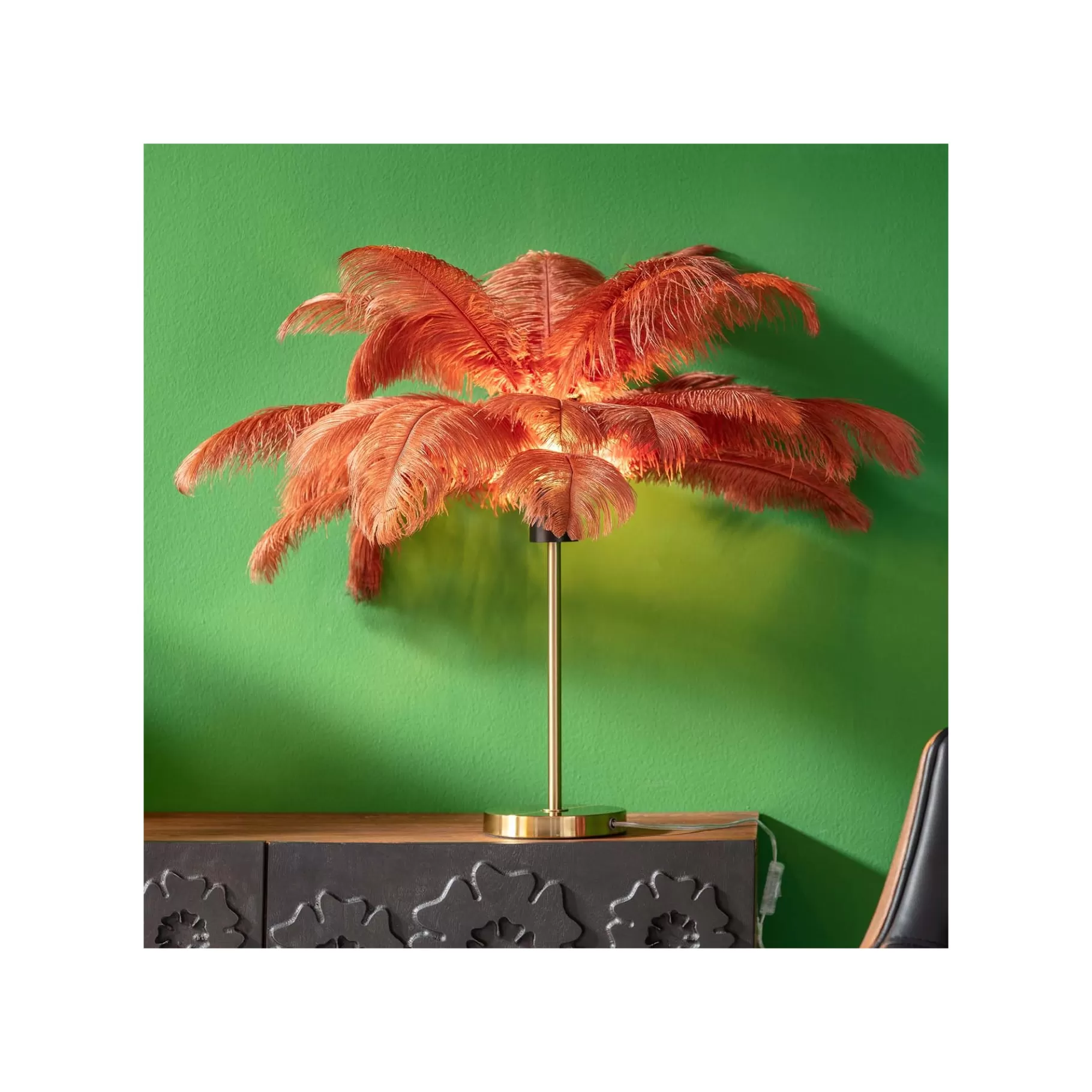 Store Lampe Plumes Rouges Lampe De Table