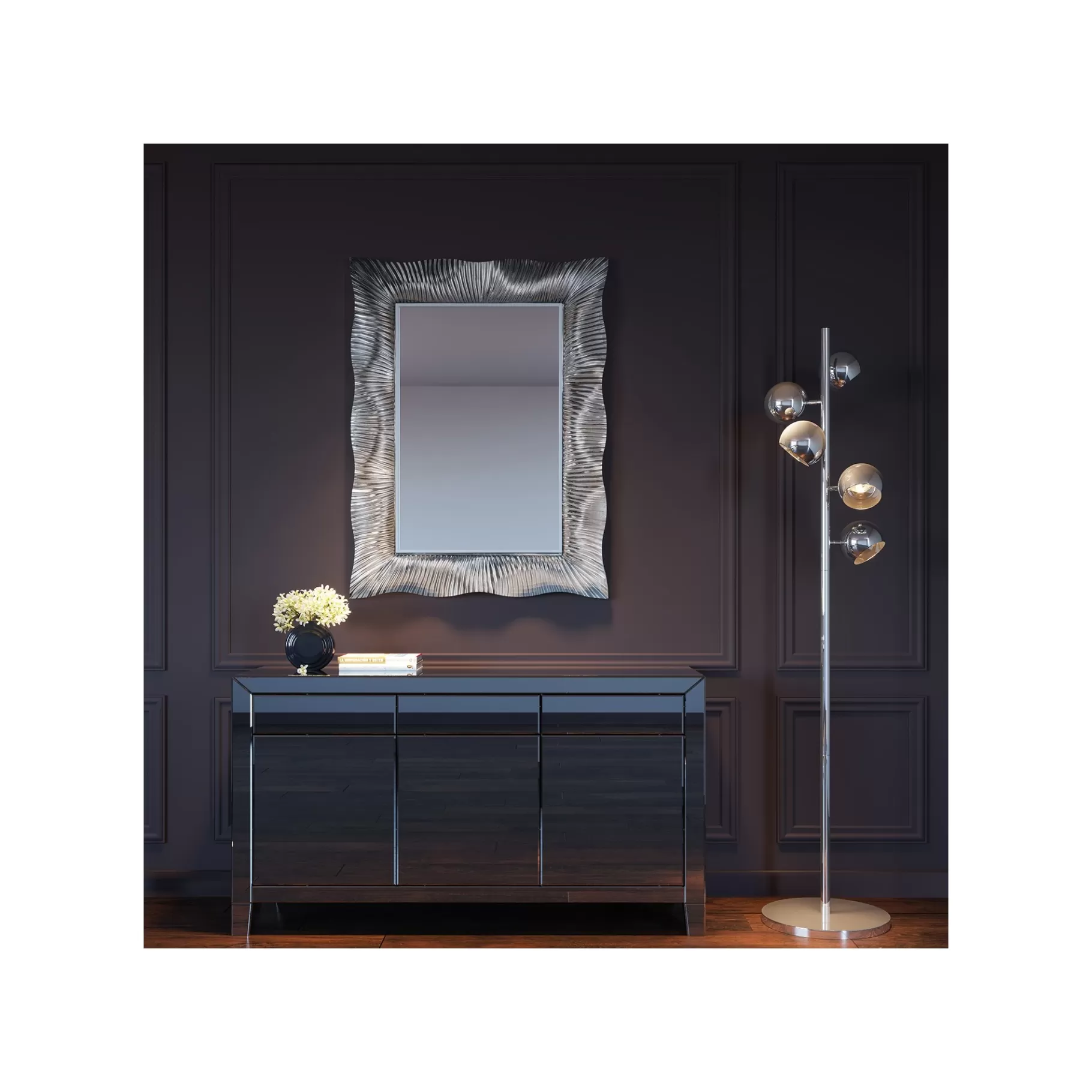 Store Miroir Wavy 124x94cm Argenté Miroir