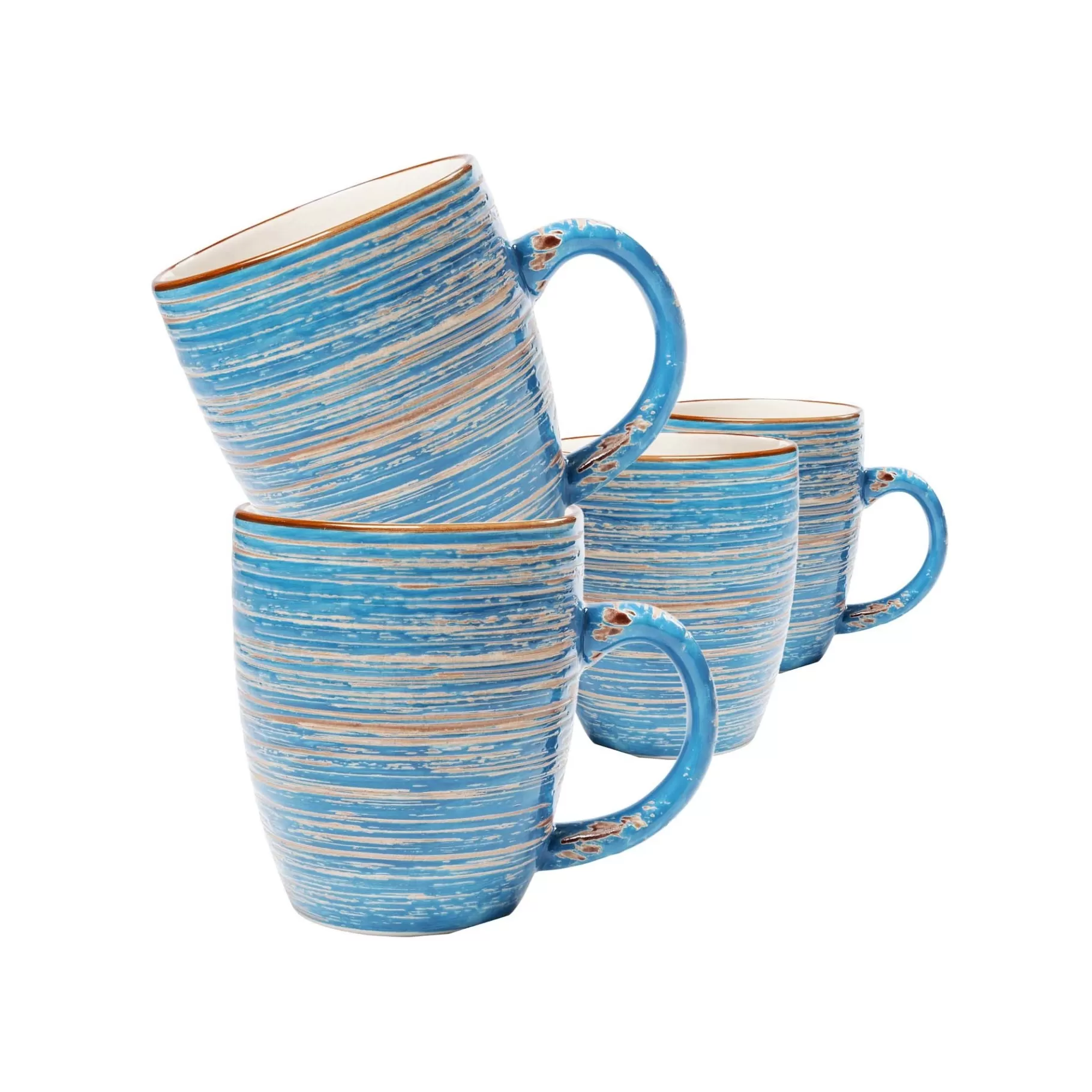 Clearance Mugs Swirl Blue Set De 4 Vaisselle