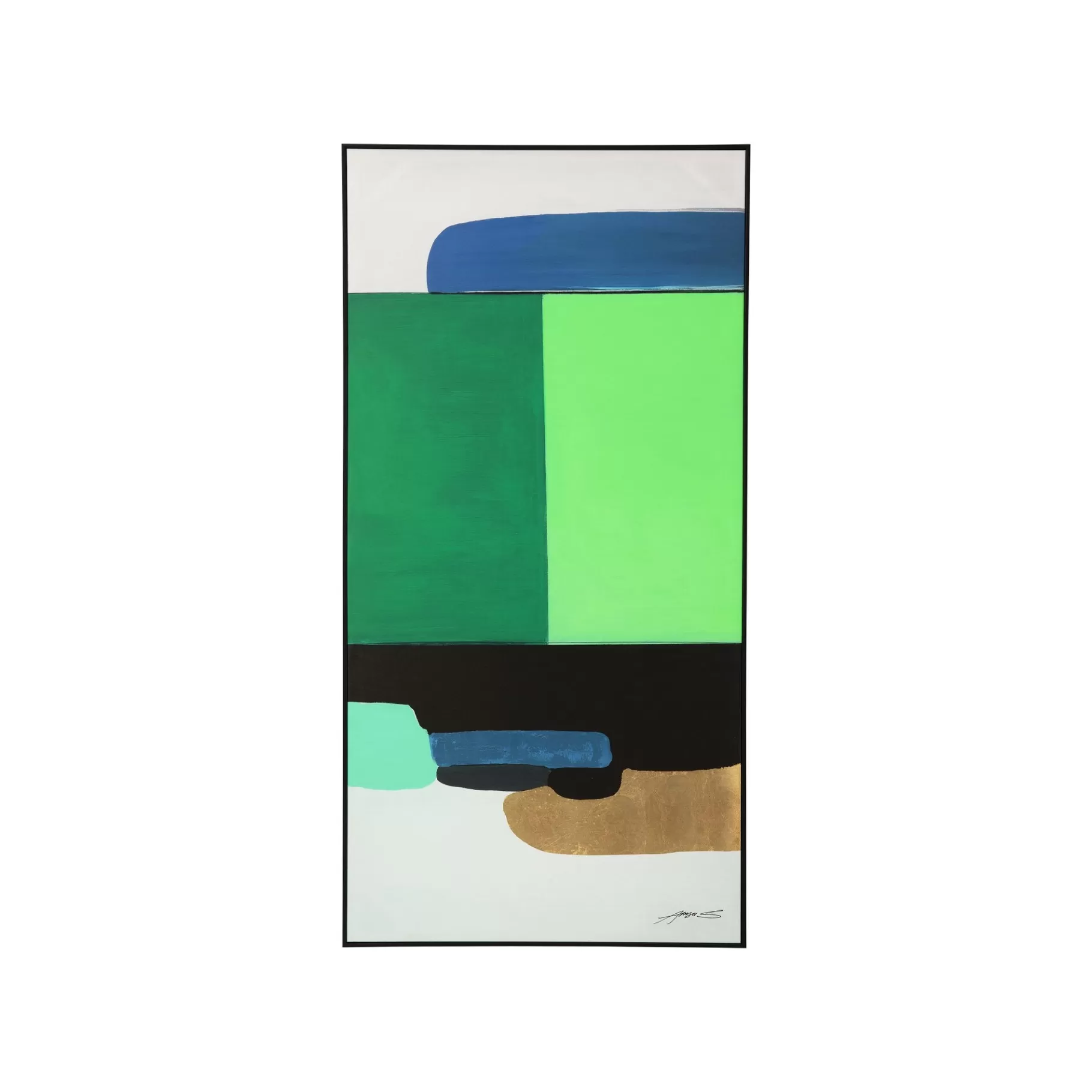 Store Peinture Frame Abstract Shapes Verte 73x143cm Tableau