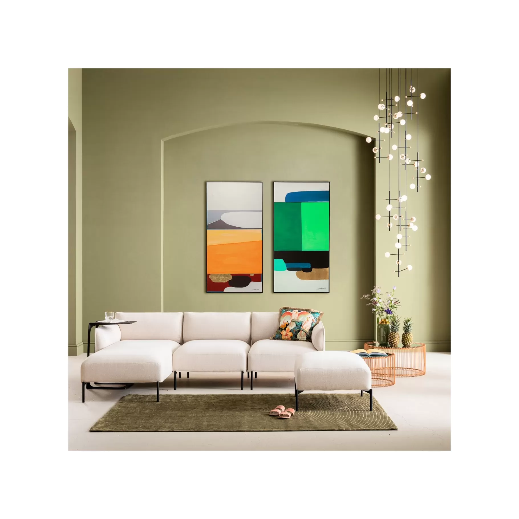 Store Peinture Frame Abstract Shapes Verte 73x143cm Tableau