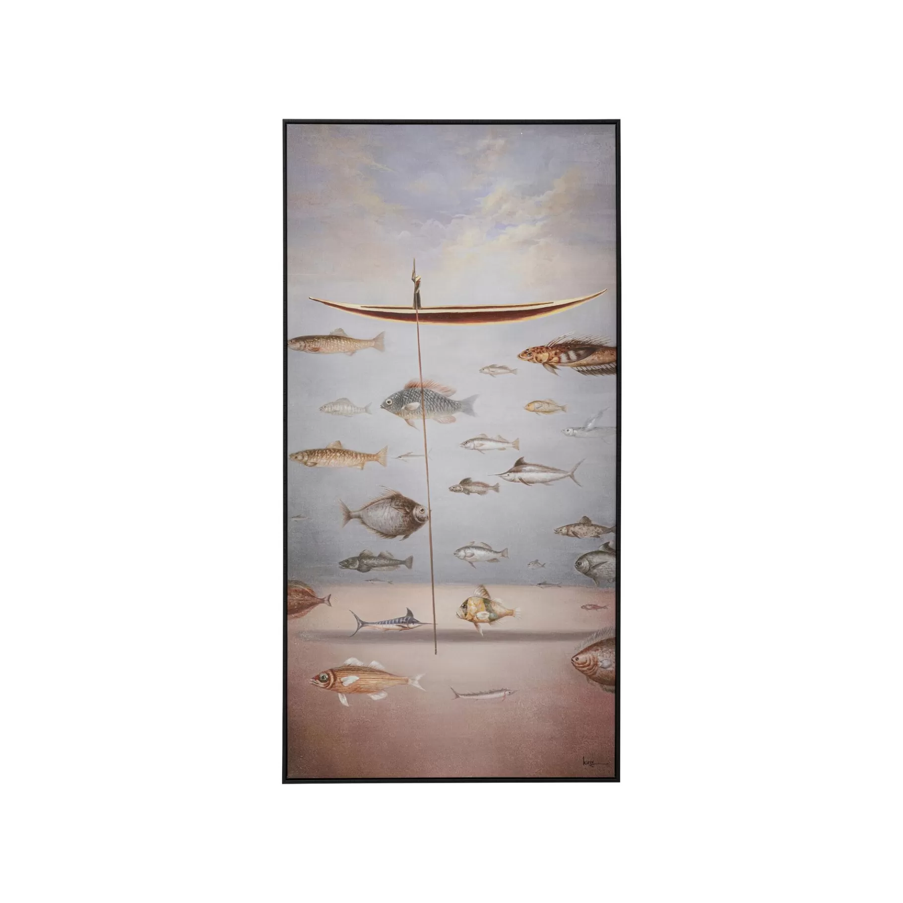 Cheap Peinture Gondolier Poissons 60x120cm Tableau