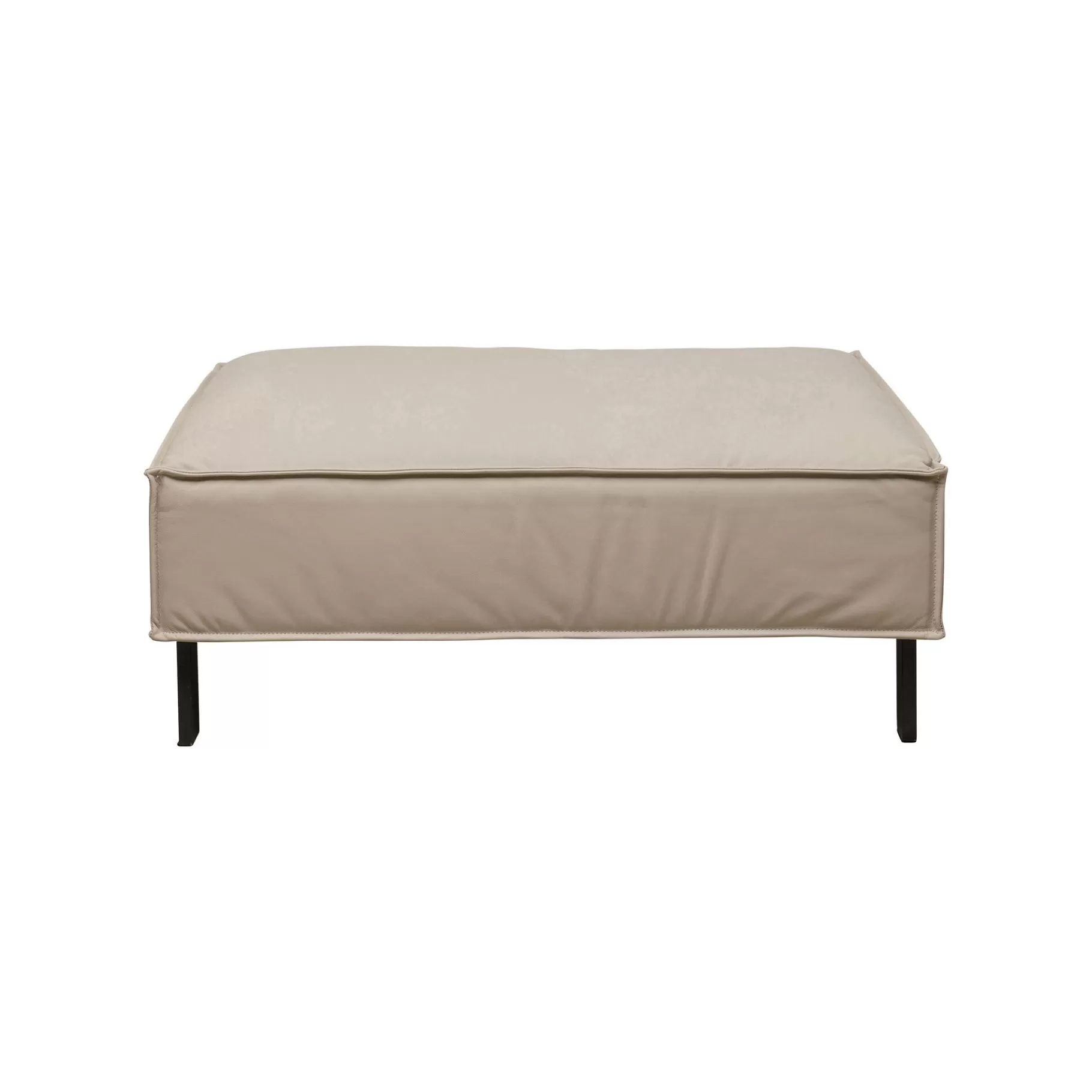 Shop Pouf Victor Cuir Gris Tabouret & Pouf