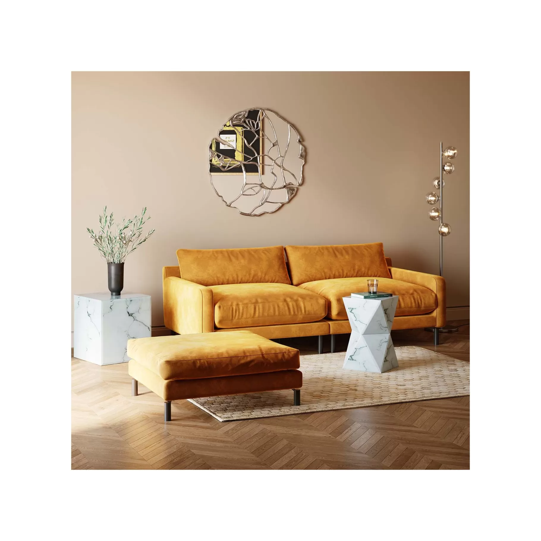 Store Repose-pieds Discovery Velours Ocre Tabouret & Pouf