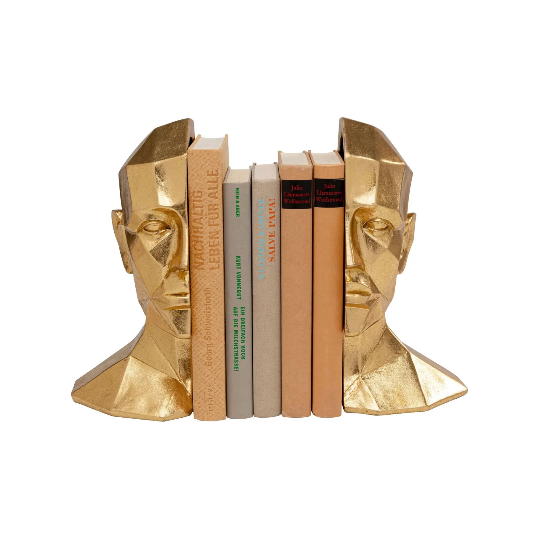 Discount Serre-livres Visage Doré Set De 2 Serrelivres