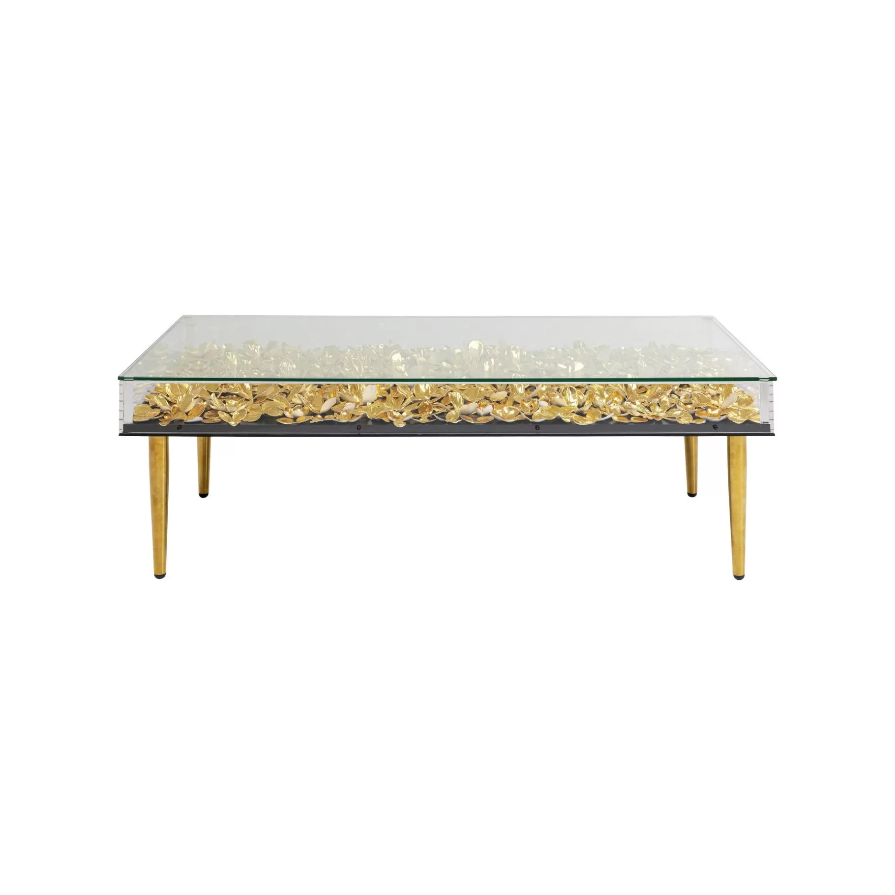 New Table Basse Fleurs Dorées 3D 120x60cm Table Basse