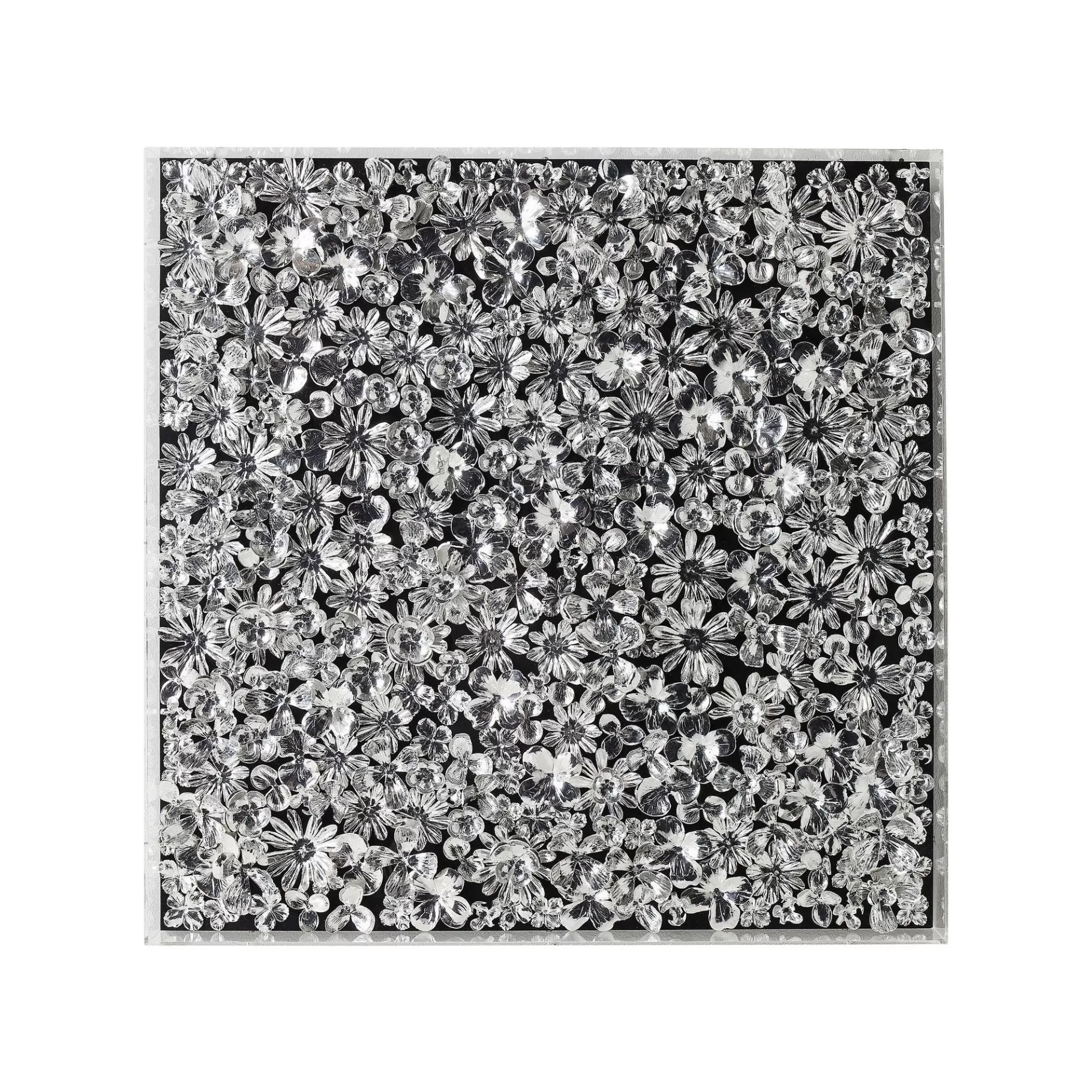 Cheap Tableau 3D Fleurs Argentées 100x100cm Tableau