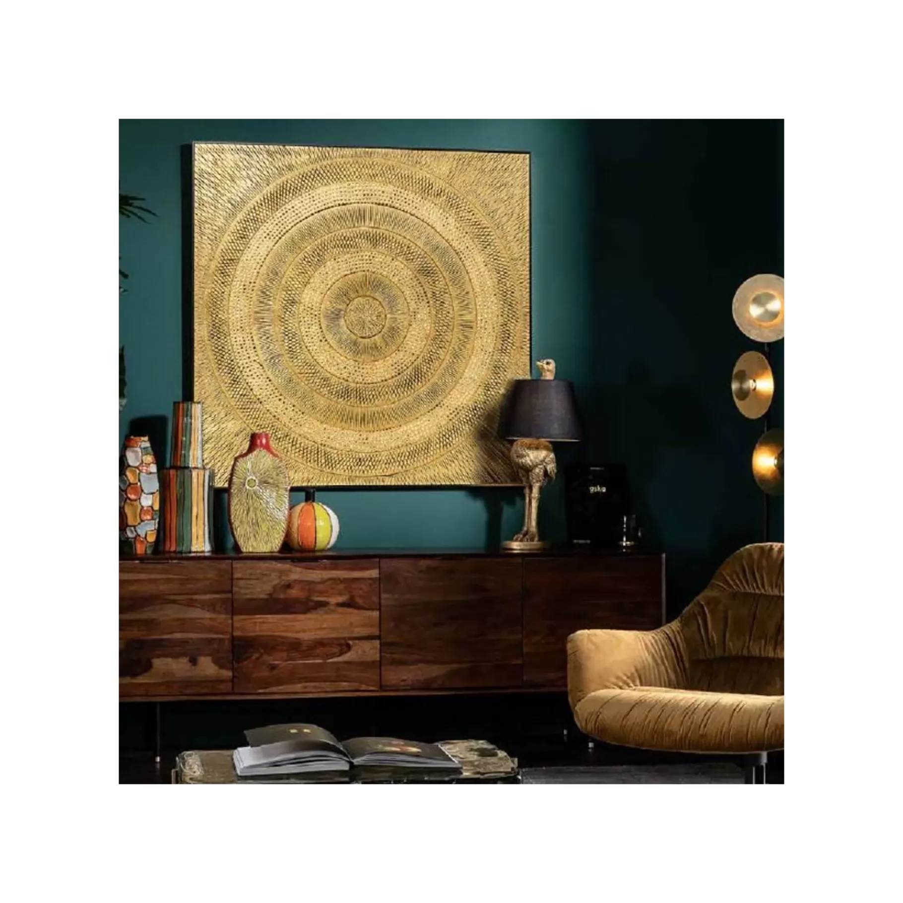 Best Tableau Art Circle Doré 120x120cm Tableau