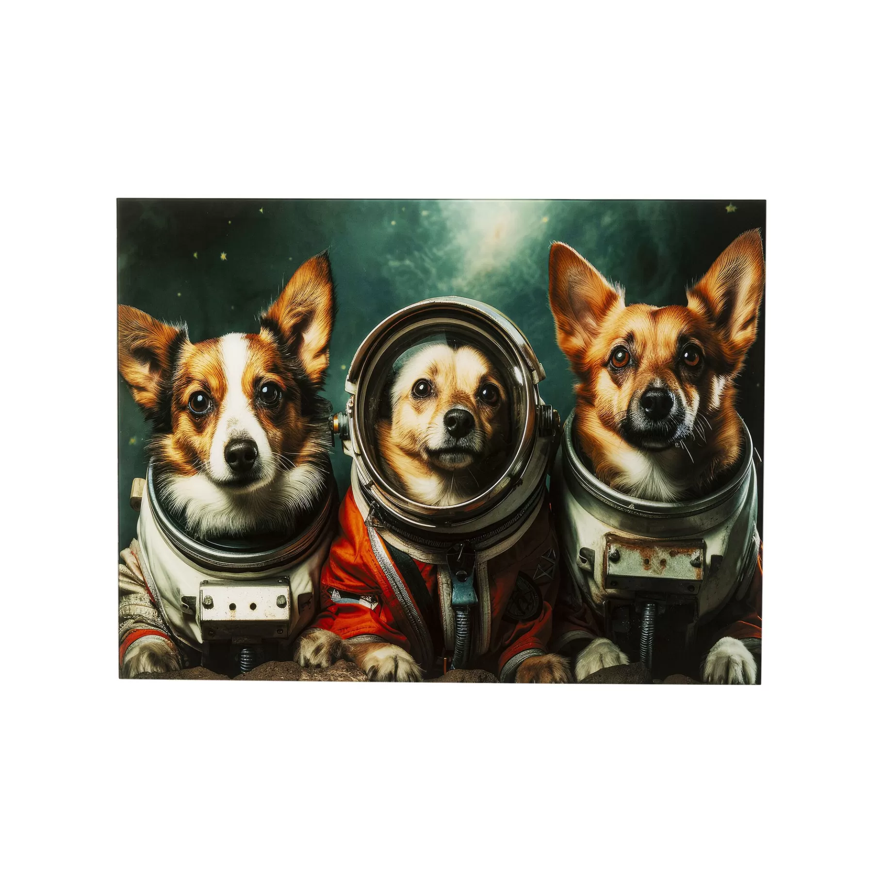 Clearance Tableau En Verre Chiens Astronautes 80x60cm Tableau