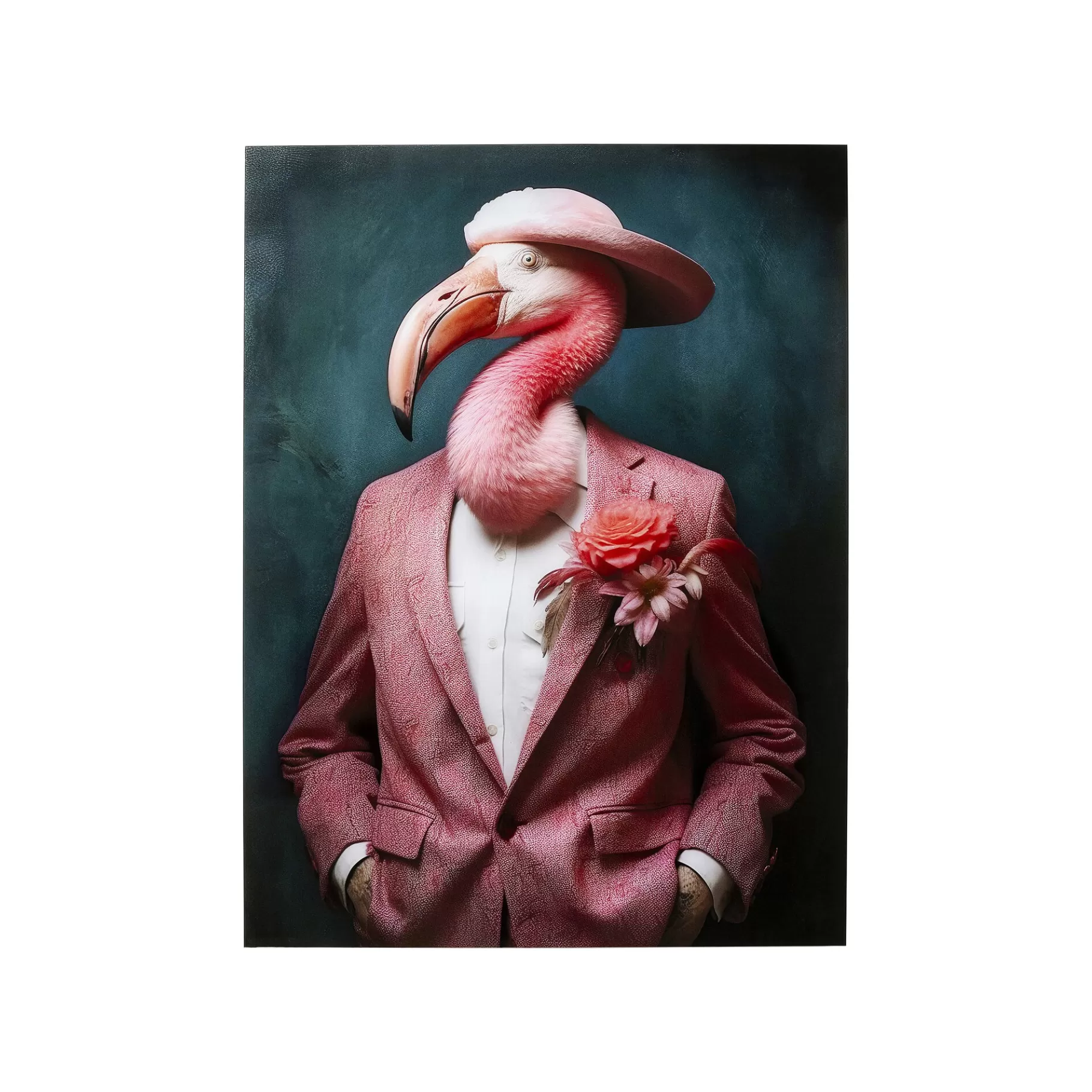 Discount Tableau En Verre Flamant Rose Costume 120x160cm Tableau