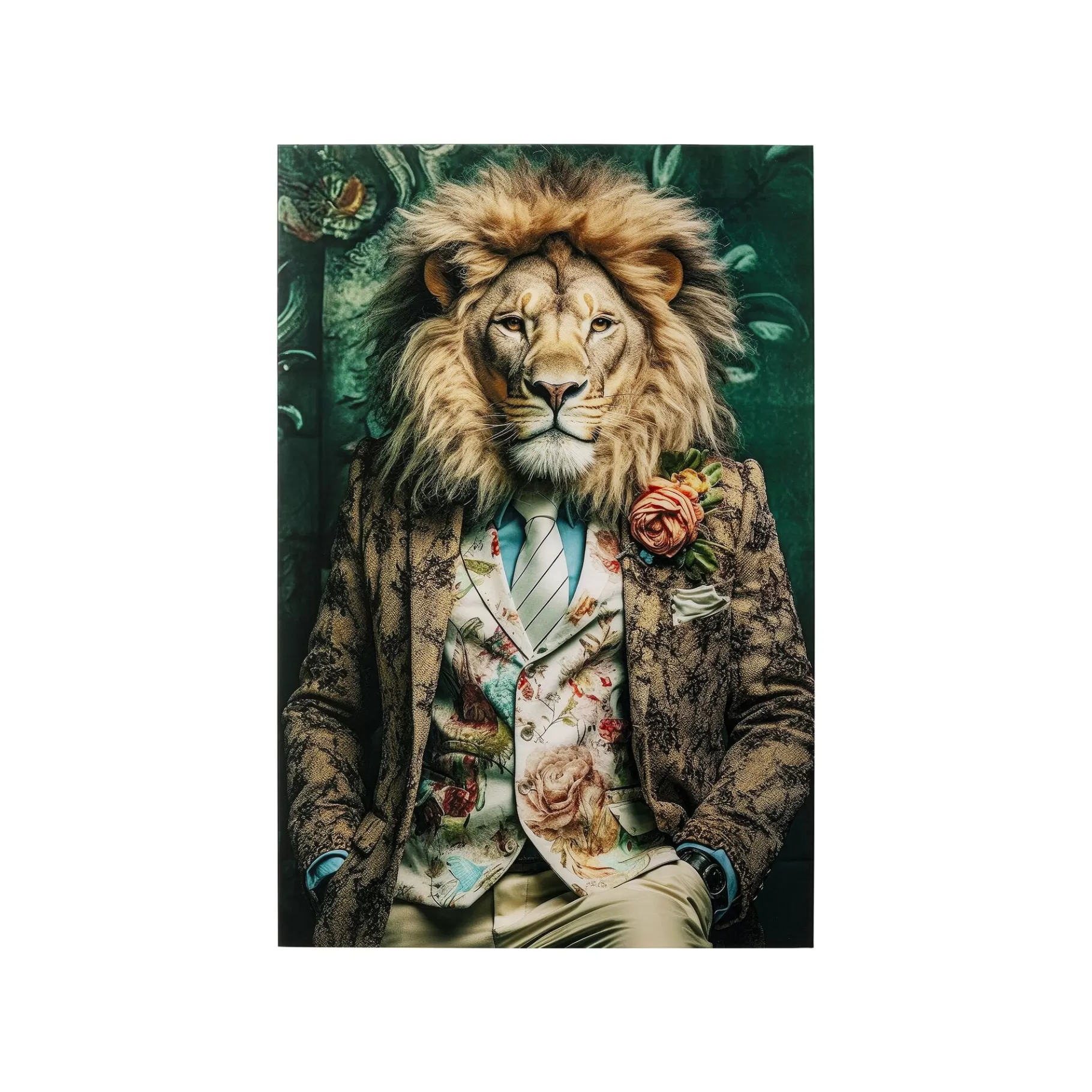 Outlet Tableau En Verre Lion Costume 100x150cm Tableau