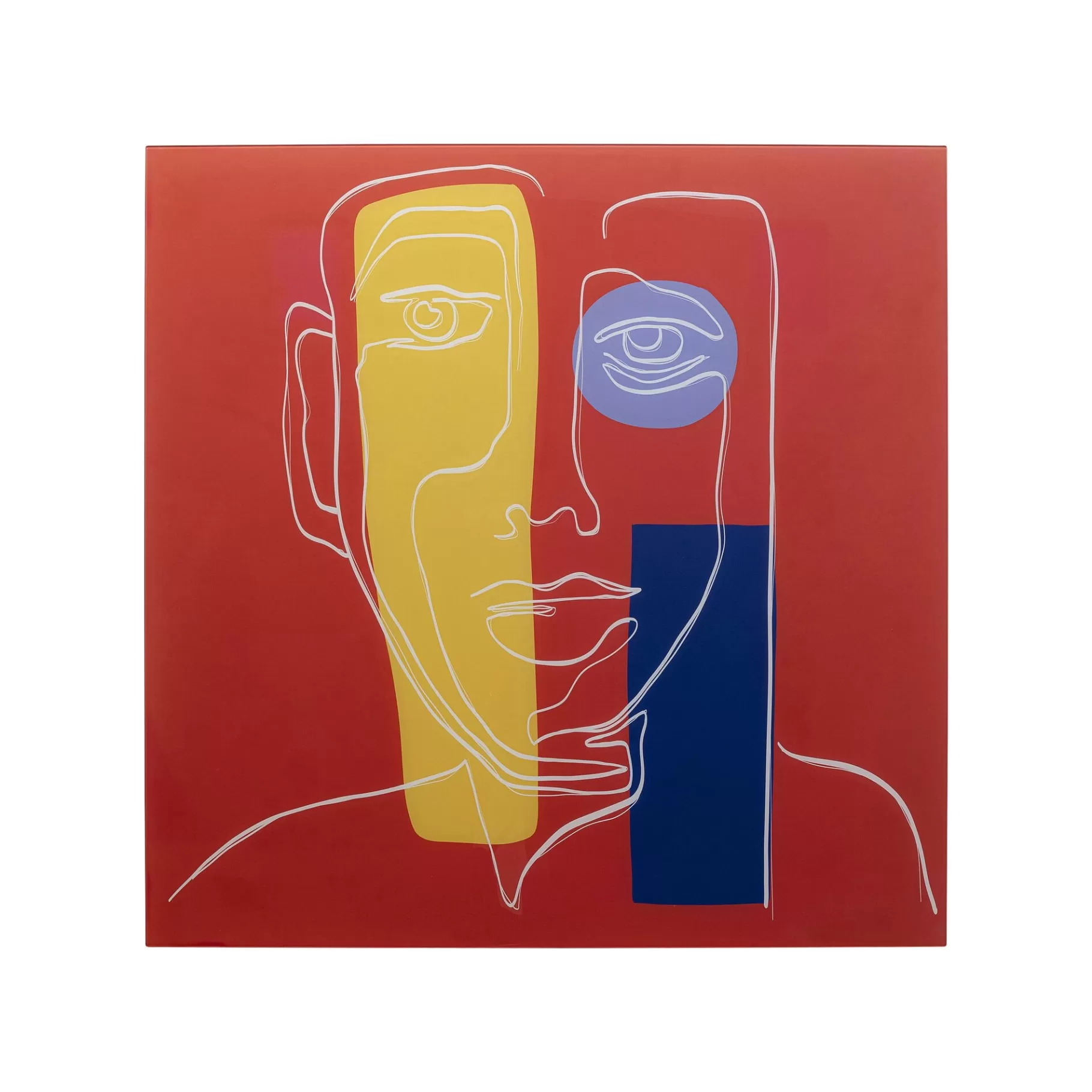 Cheap Tableau En Verre Visage Rouge 100x100cm Tableau