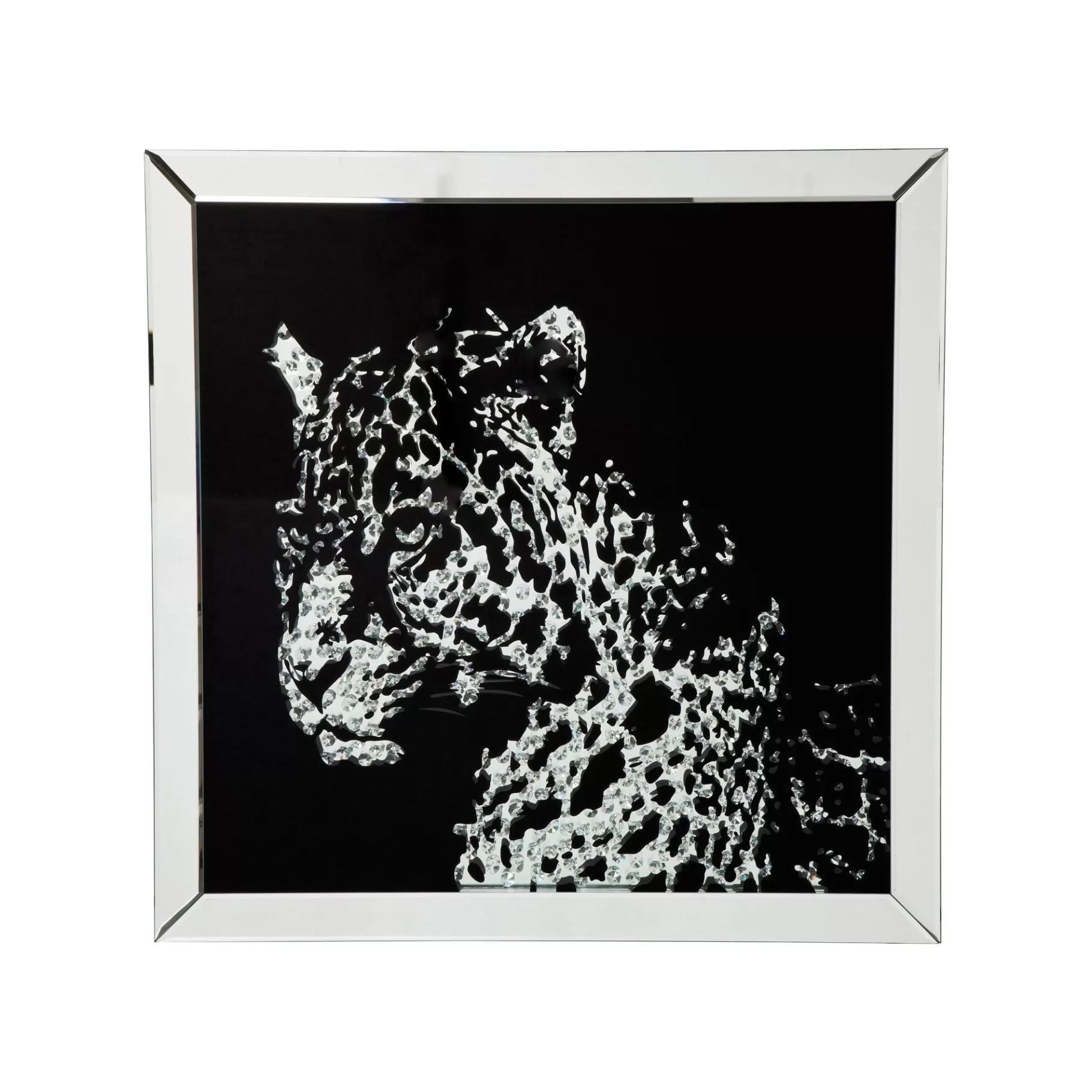 Hot Tableau Frame Miroir Léopard 80x80cm Tableau