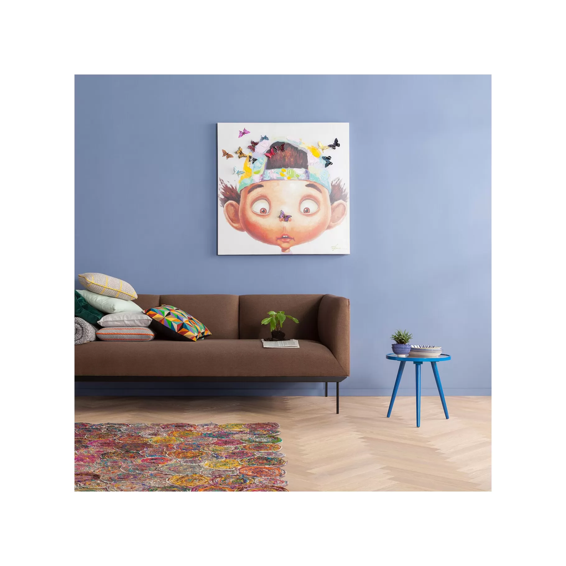 Best Sale Tableau Touched Boy With Butterflys 100x100cm Tableau