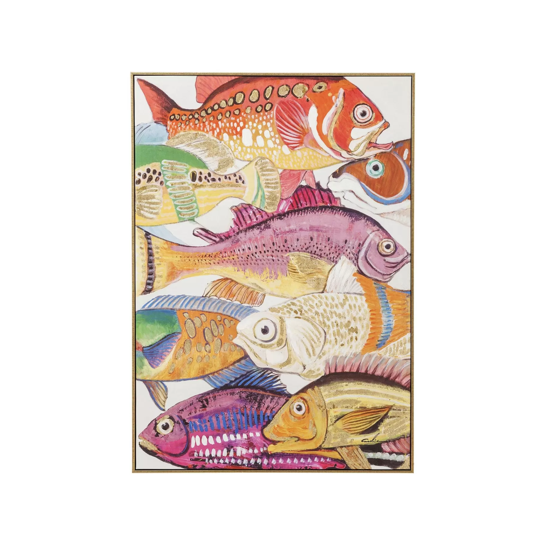 Discount Tableau Touched Fish Meeting One 70x100cm Tableau