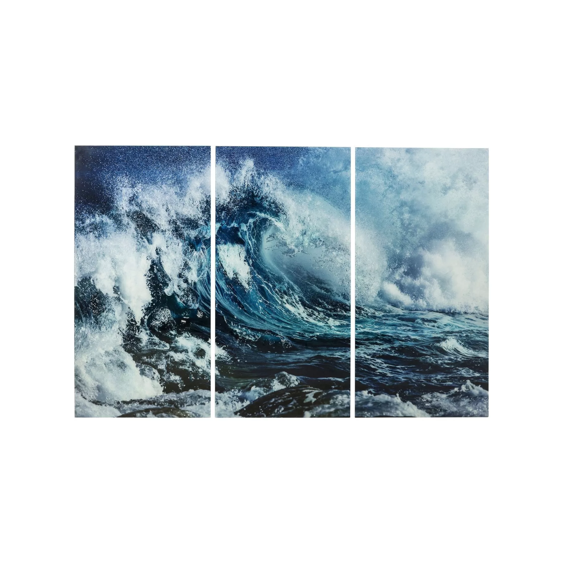 Best Tableaux En Verre Triptychon Vague 240x160cm Set De 3 Tableau