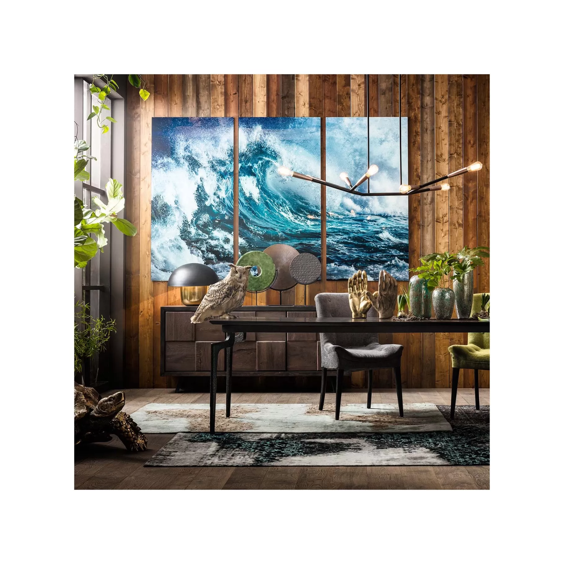 Best Tableaux En Verre Triptychon Vague 240x160cm Set De 3 Tableau