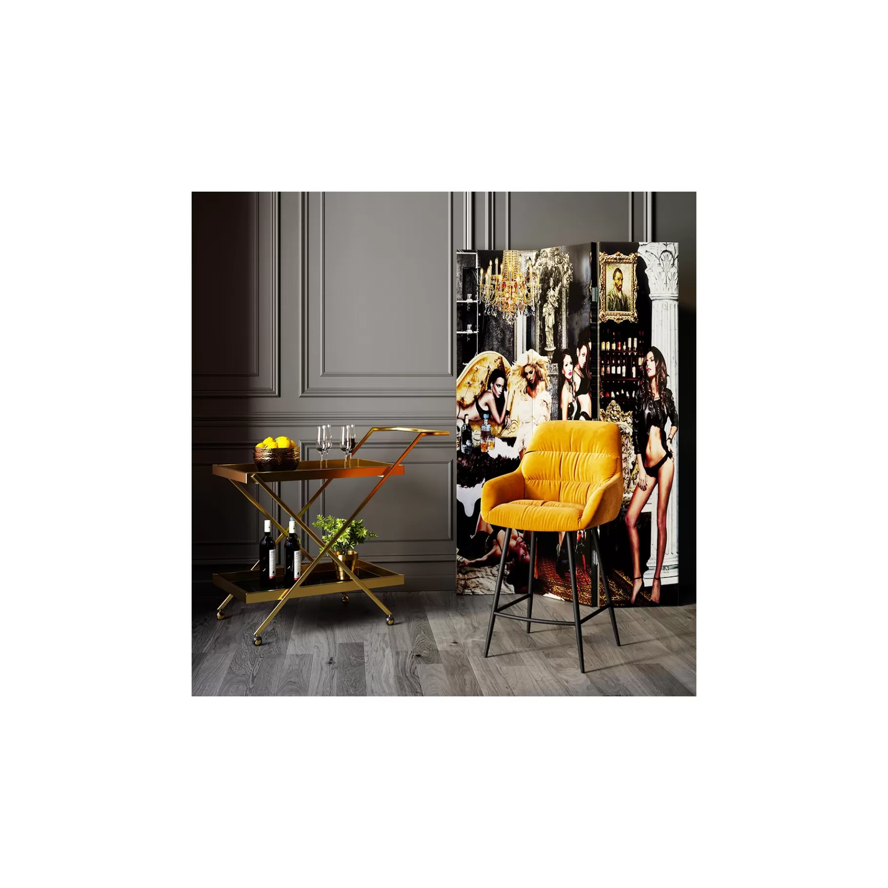 Best Sale Tabouret De Bar Bristol Velours Jaune Bar & Tabouret De Bar