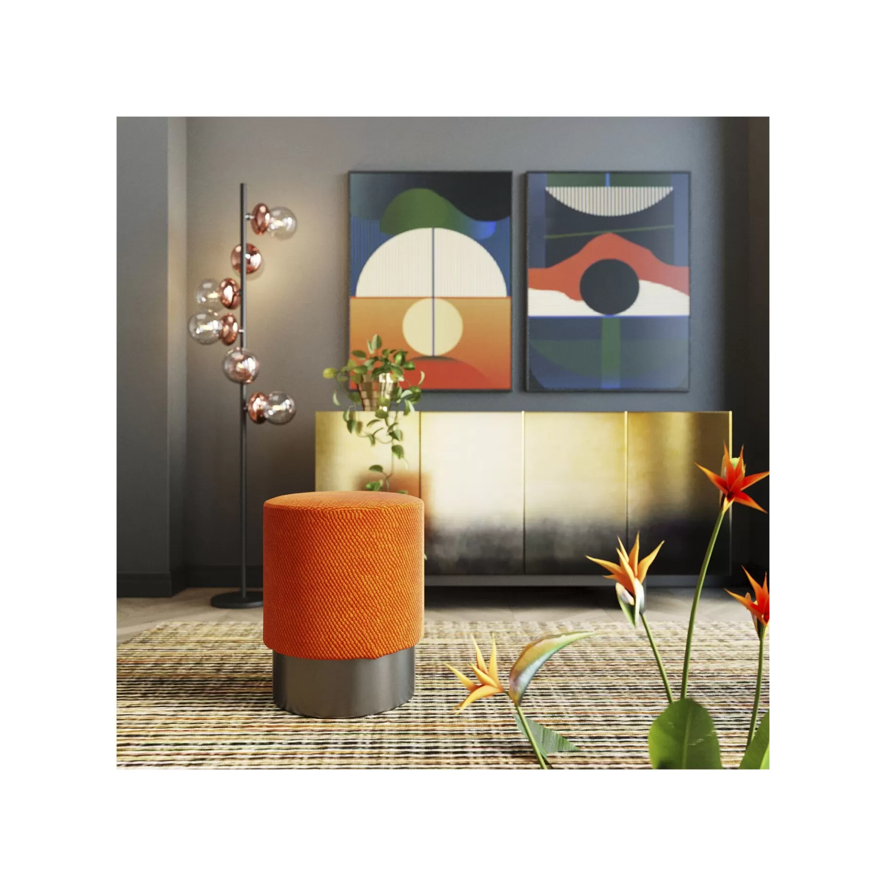 Flash Sale Tabouret Jody Orange Tabouret & Pouf