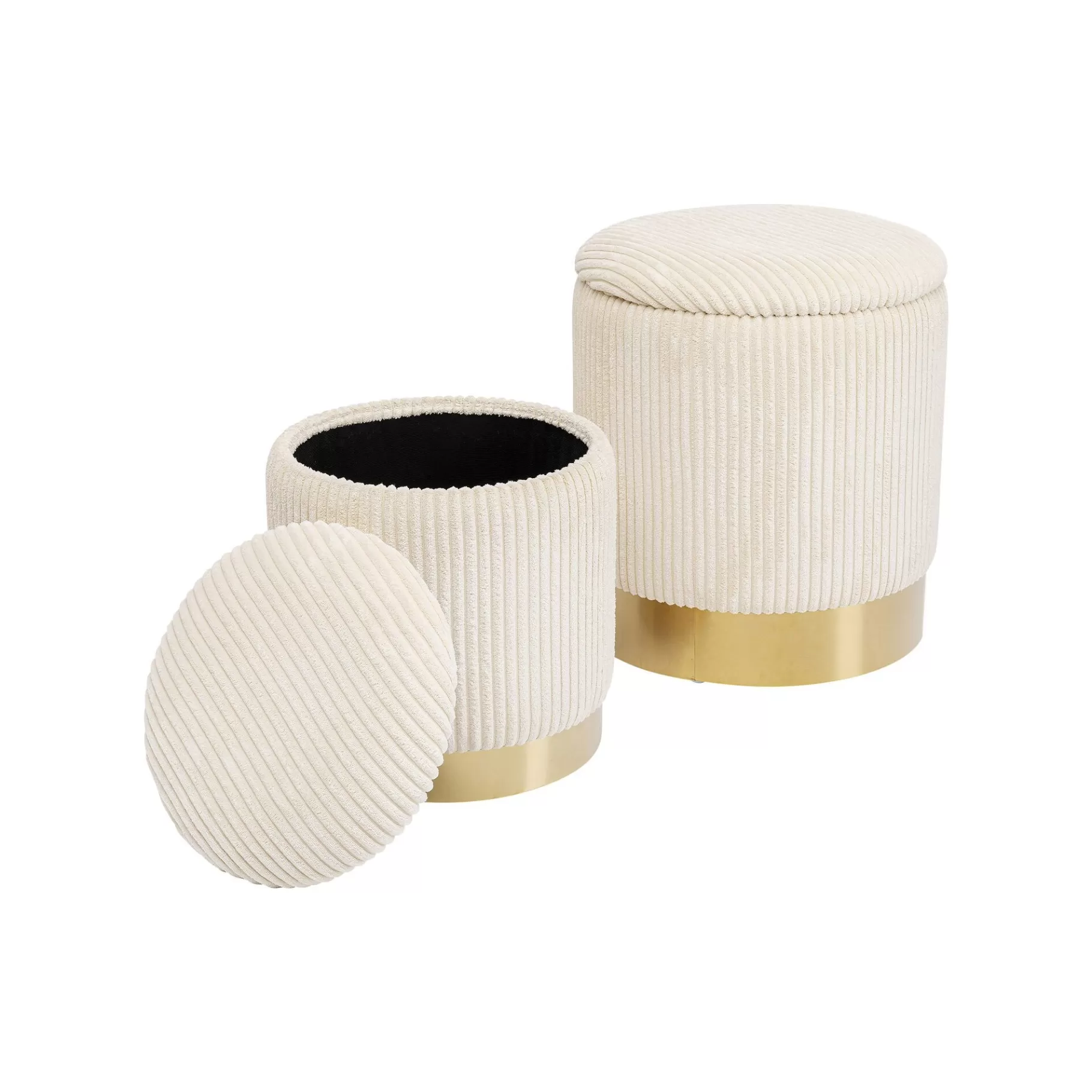 Flash Sale Tabourets-coffres Plush Crème Set De 2 Tabouret & Pouf | Coffre & Malle