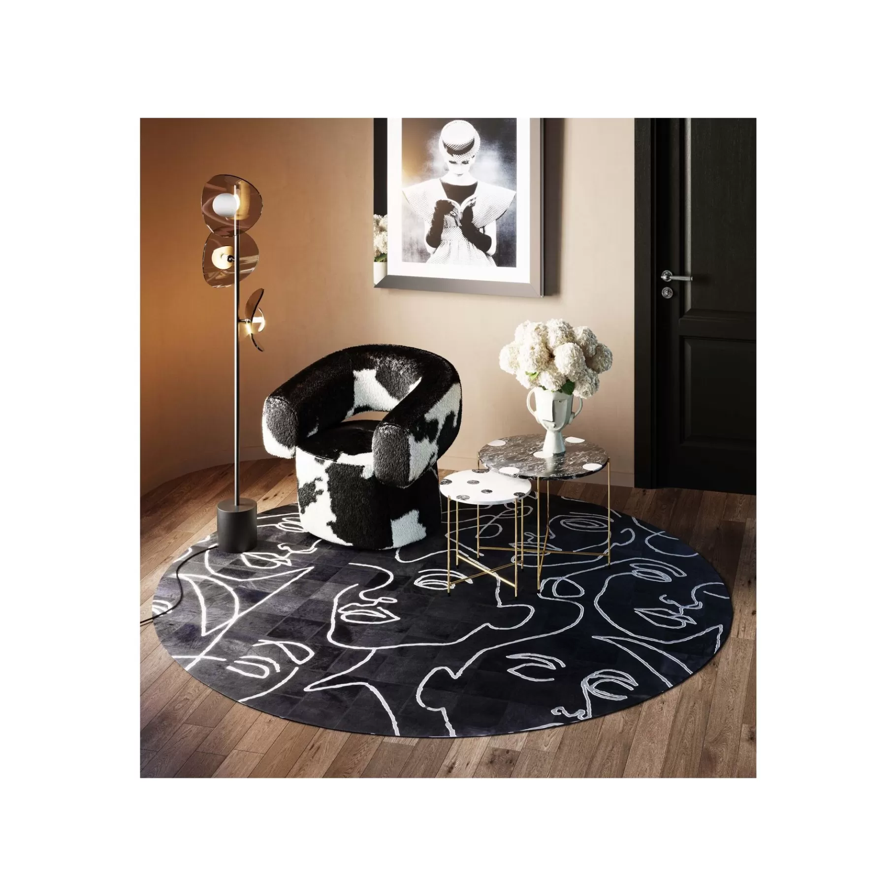 Cheap Tapis Visages Noir 250cm Tapis