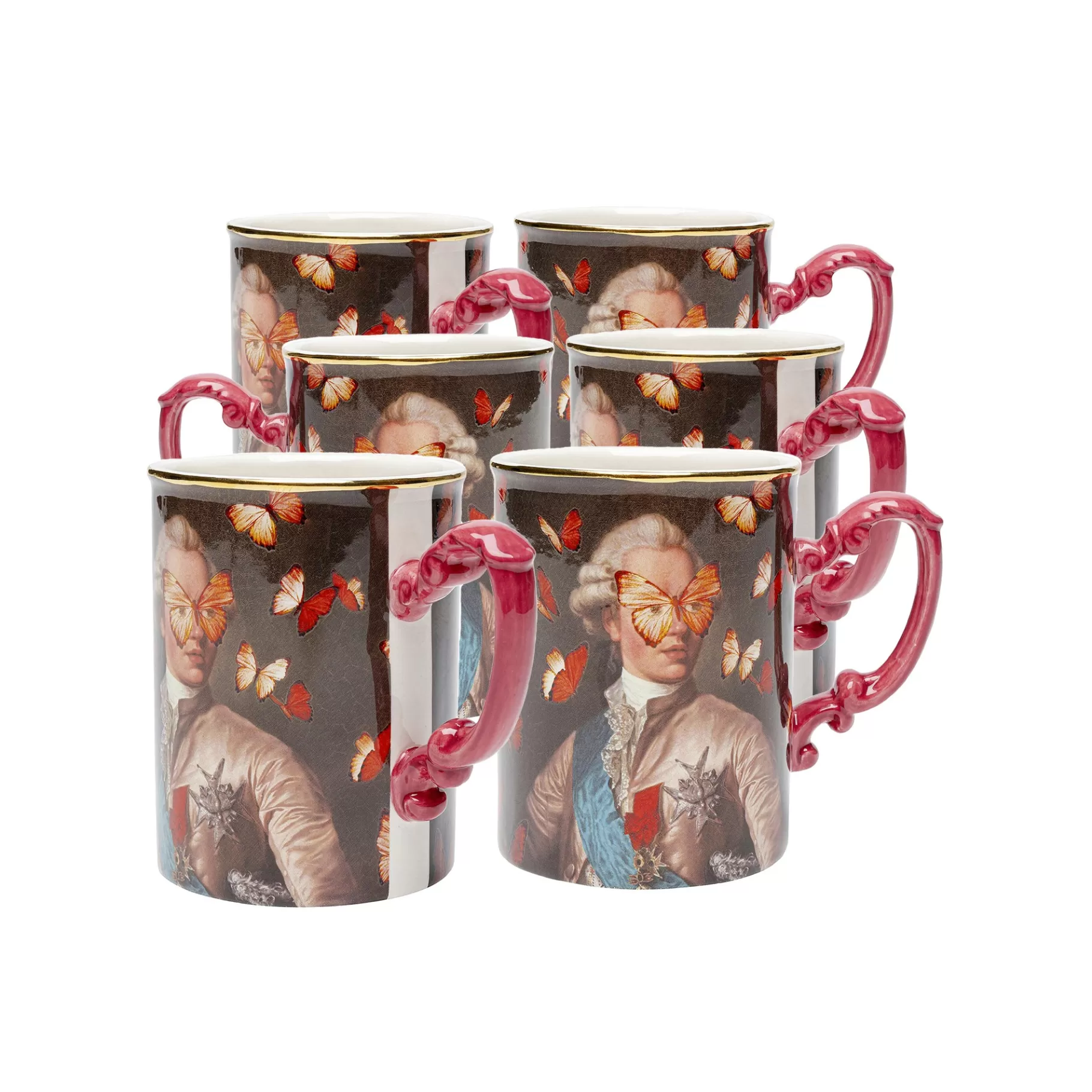 New Tasses Duc Papillons Set De 6 Vaisselle