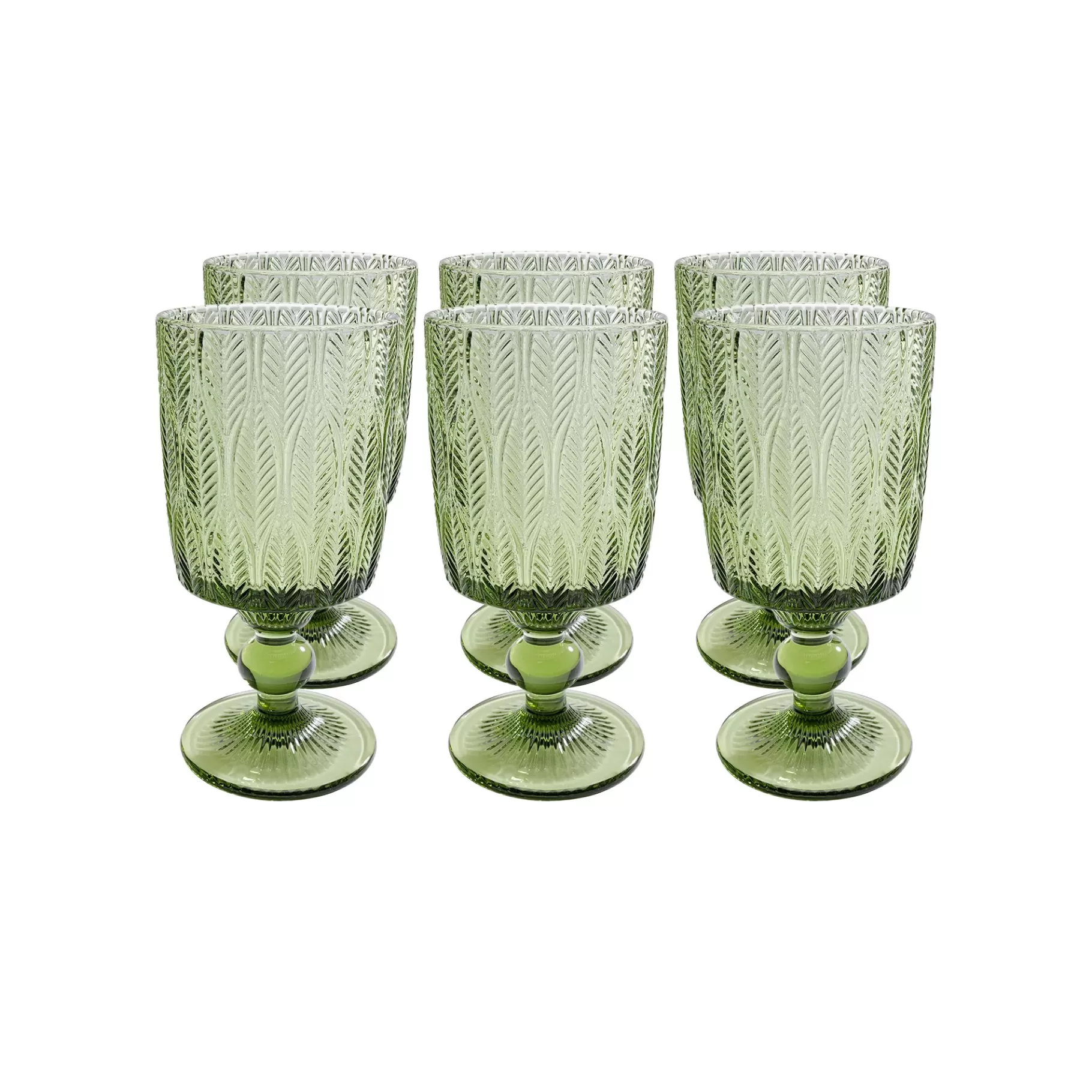 Outlet Verres à Vin Fogli Verts Set De 6 Vaisselle